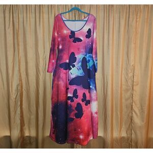Butterfly Galaxy Print Maxi Dress